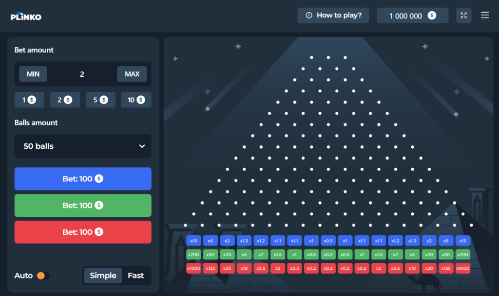 This is what the Plinko 1000 playing field from InOut looks like.