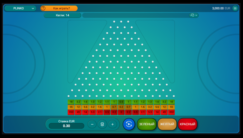 Ecco come appare il gioco Plinko del fornitore Spribe